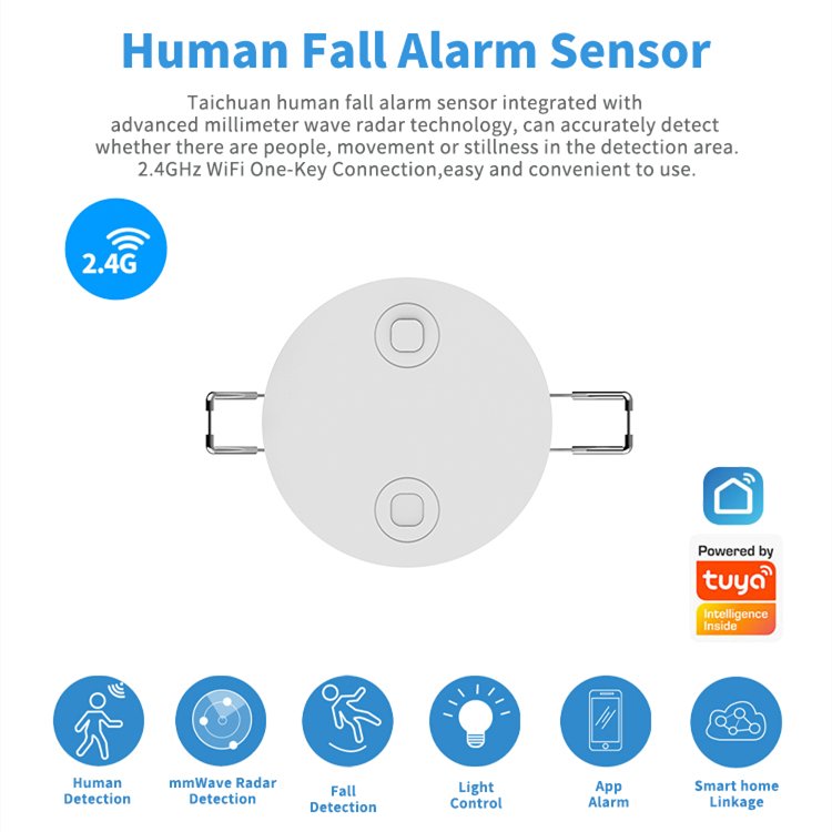 Tuya WiFi Human Presence Sensor Elderly Fall detector Human Body Sensing Detection Security Alarm for elderly care light control