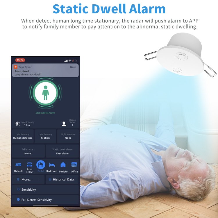 Tuya WiFi Human Presence Sensor Elderly Fall detector Human Body Sensing Detection Security Alarm for elderly care light control