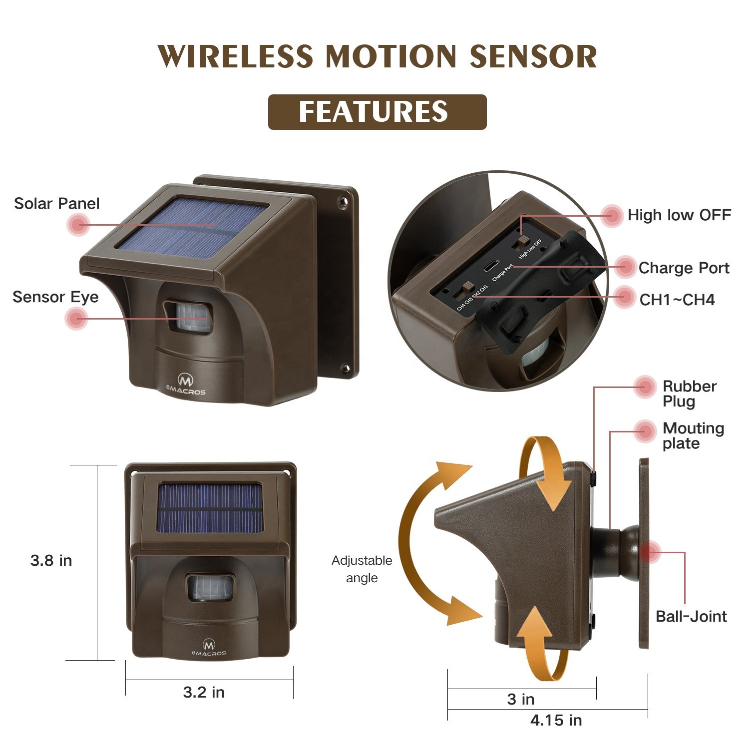 1/2 mile long range wireless solar driveway alarm system home security,Anti-theft