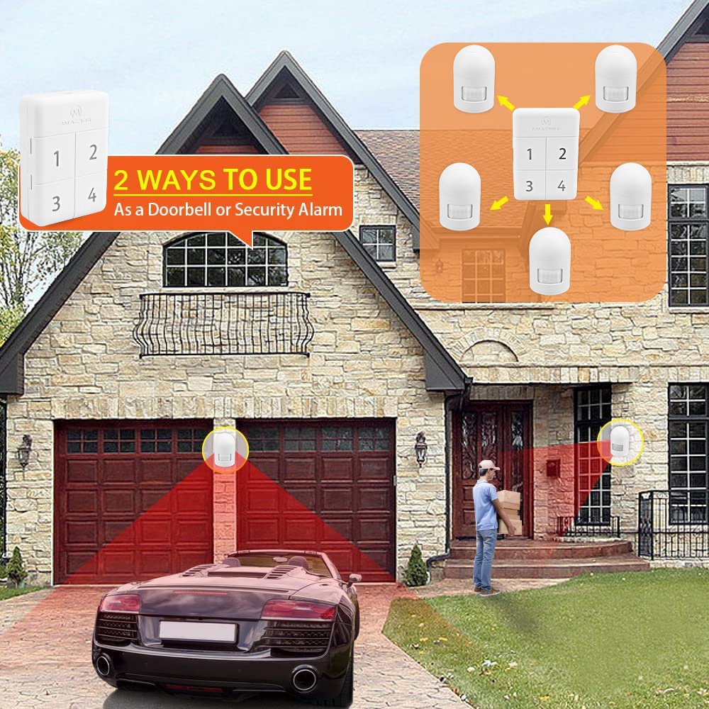 500FT Wireless Weatherproof Motion Sensor Detector Driveway Alarm Home Security Alert Protect Indoor/Outdoor Property
