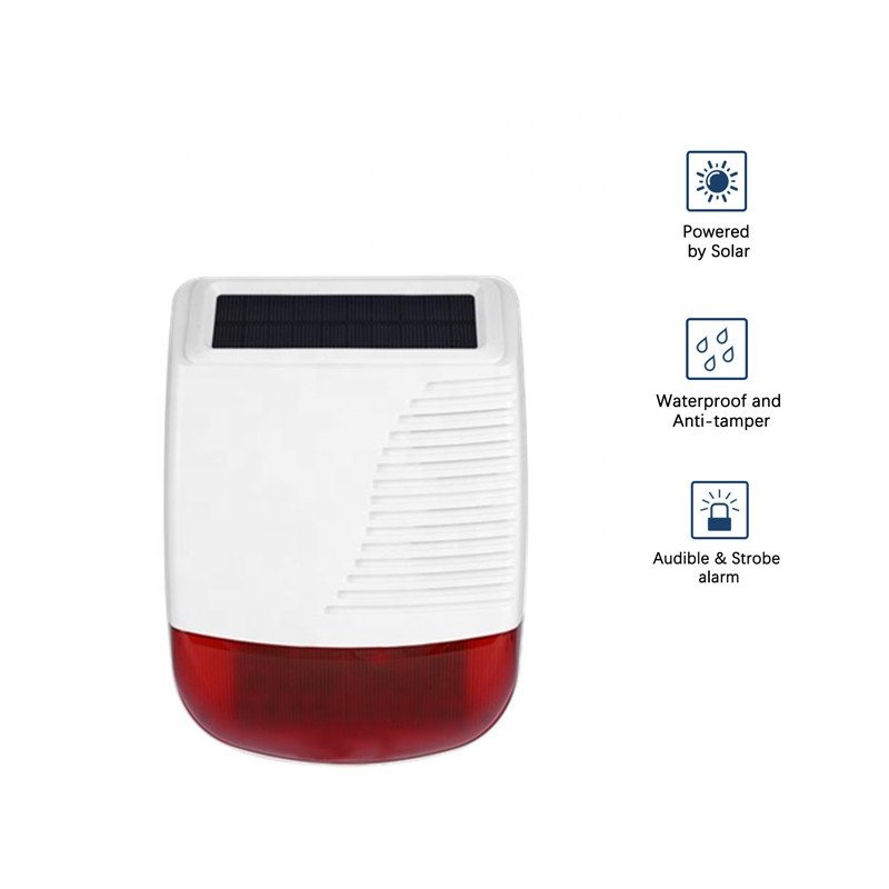 Weather Proof RF433MHz Outdoor Siren Alarms Home Security Alarm System Solar Charge Wireless Strobe Sirens