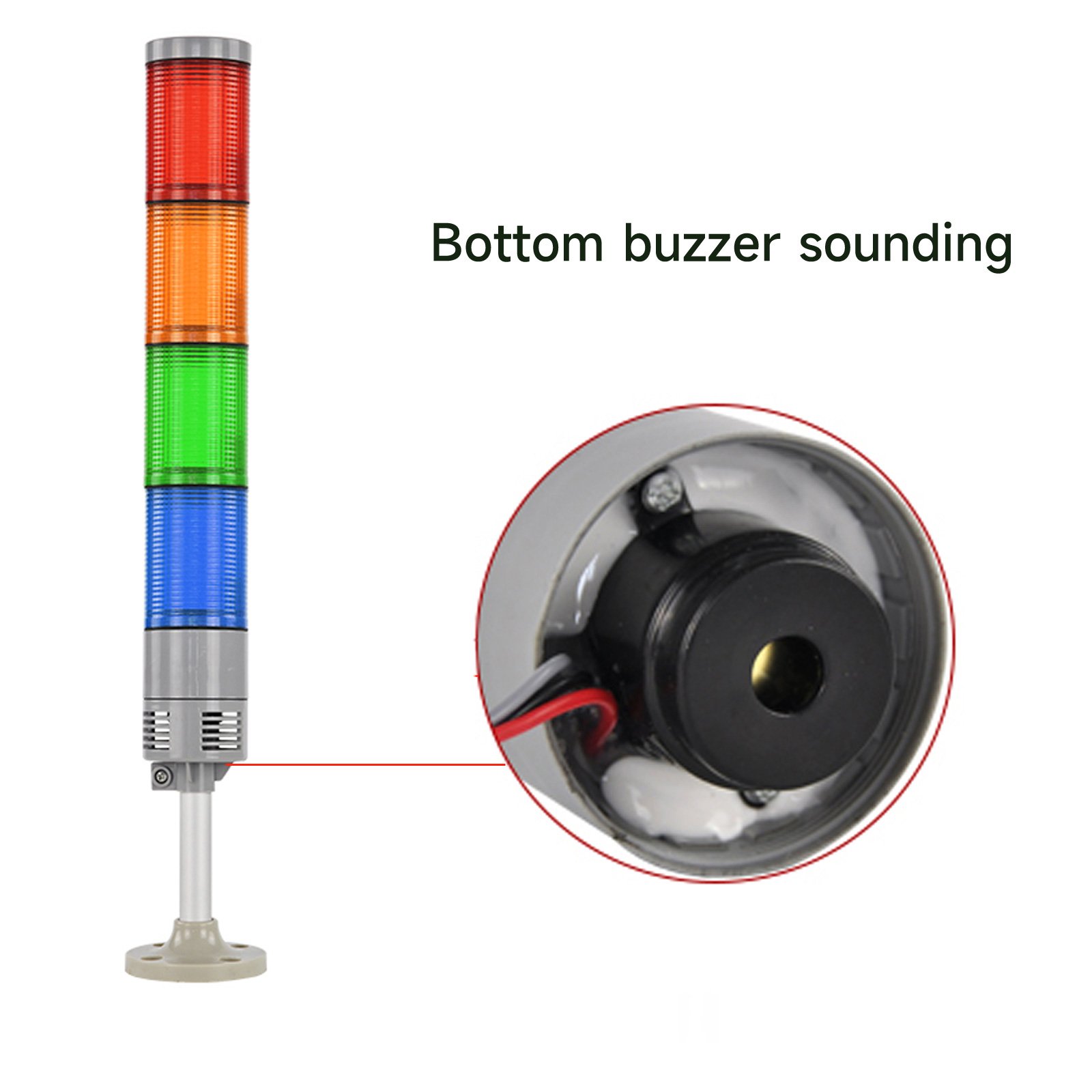 IP65 Waterproof and Dustproof Tower Light Multilayer Flashing Warning Lights DC12V/24V 220V 4 Base Types Silent Alarm System
