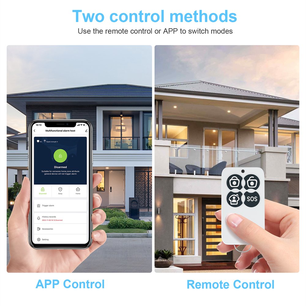 eMylo WiFi + RF Receiver Alarm System Remote Control Window & Door Sensors for Home Security APP Control
