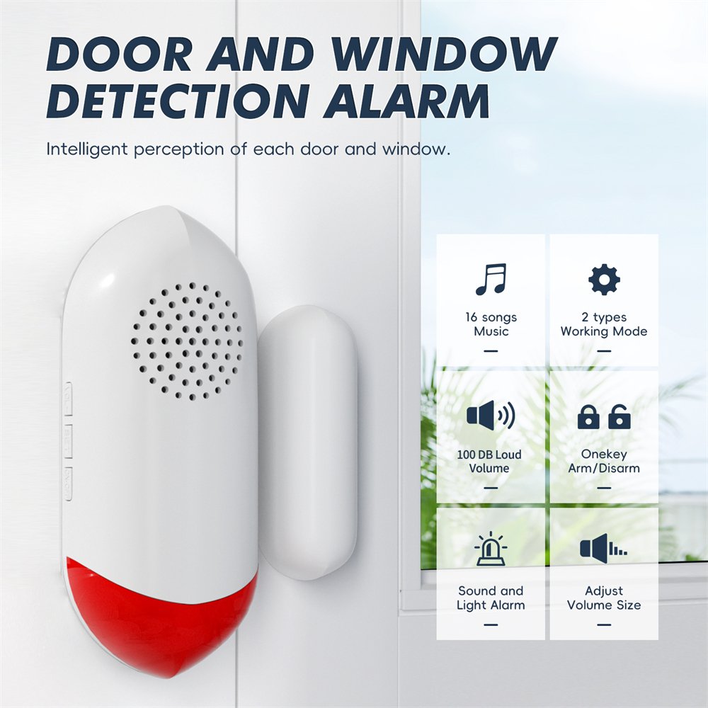 eMylo Portable Wireless Anti-Theft Alarm System Door/Window Magnetic Detector with Remote Control for Door and Window Security