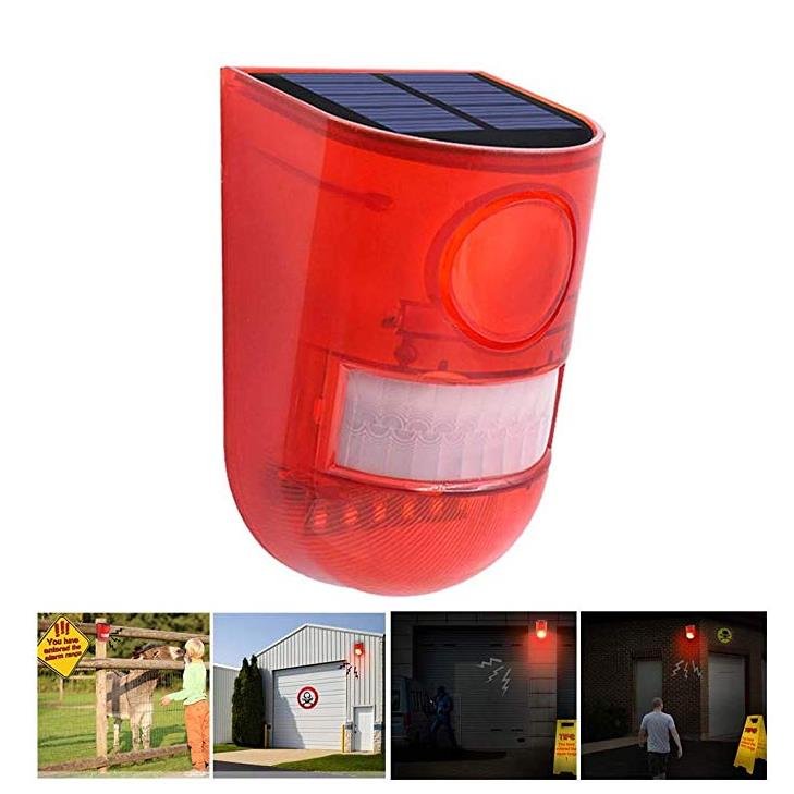 Cheaper price PIR motion sensor outdoor wireless security alarm system 129db loud siren solar home alarm security wall light