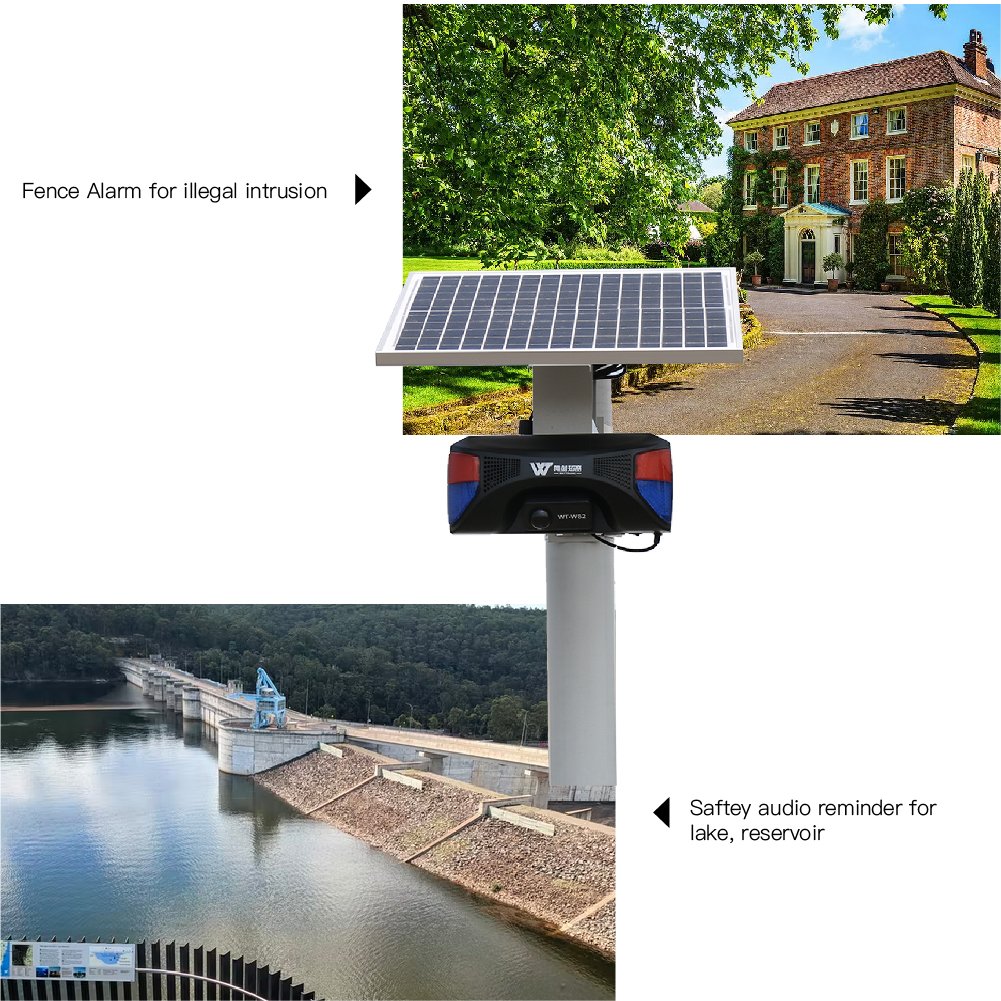 Wireless Outdoor Waterproof Infrared Solar Human Sensor Voice Alarm Motion Sensor LED Lights Flashing Siren Alarm