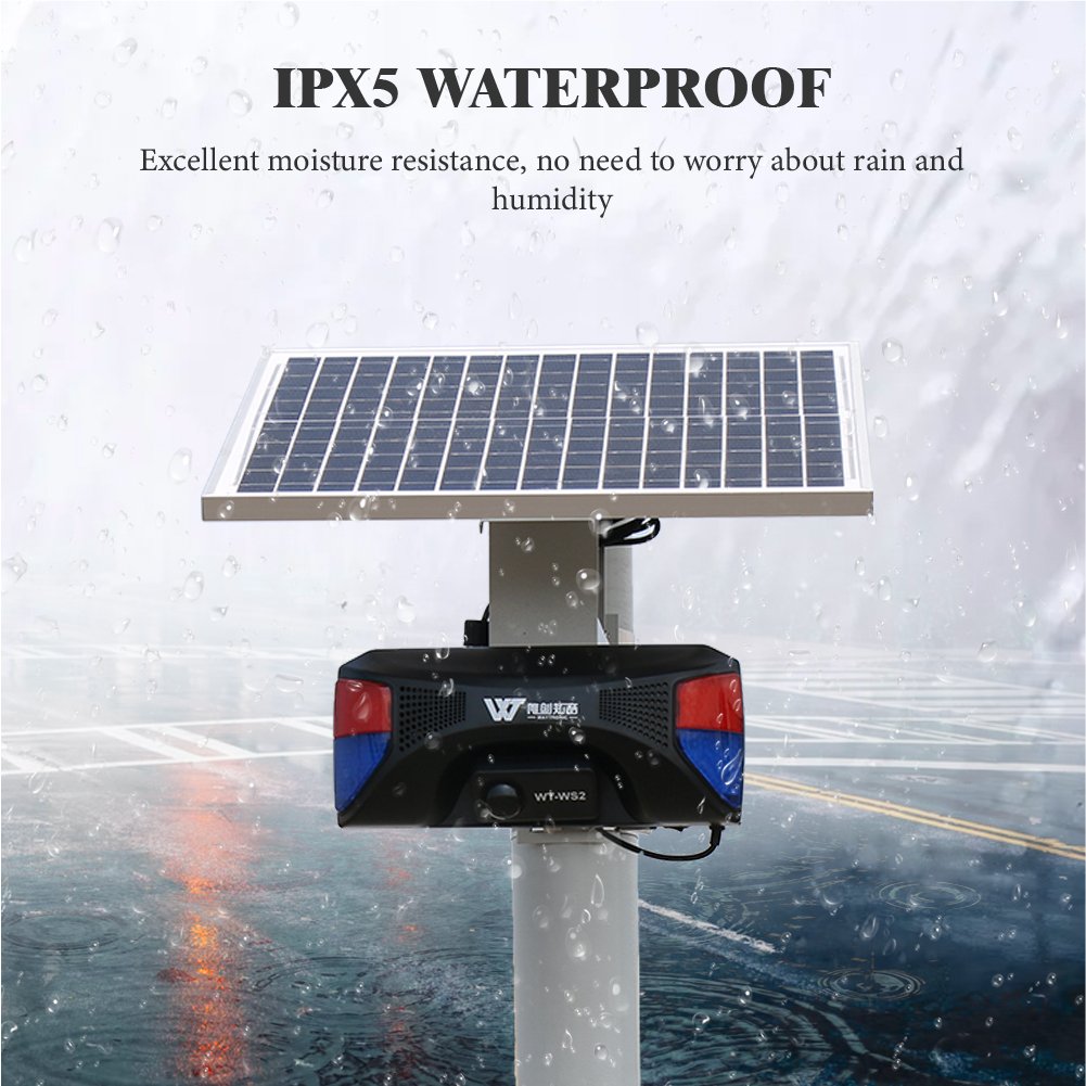 Wireless Outdoor Waterproof Infrared Solar Human Sensor Voice Alarm Motion Sensor LED Lights Flashing Siren Alarm