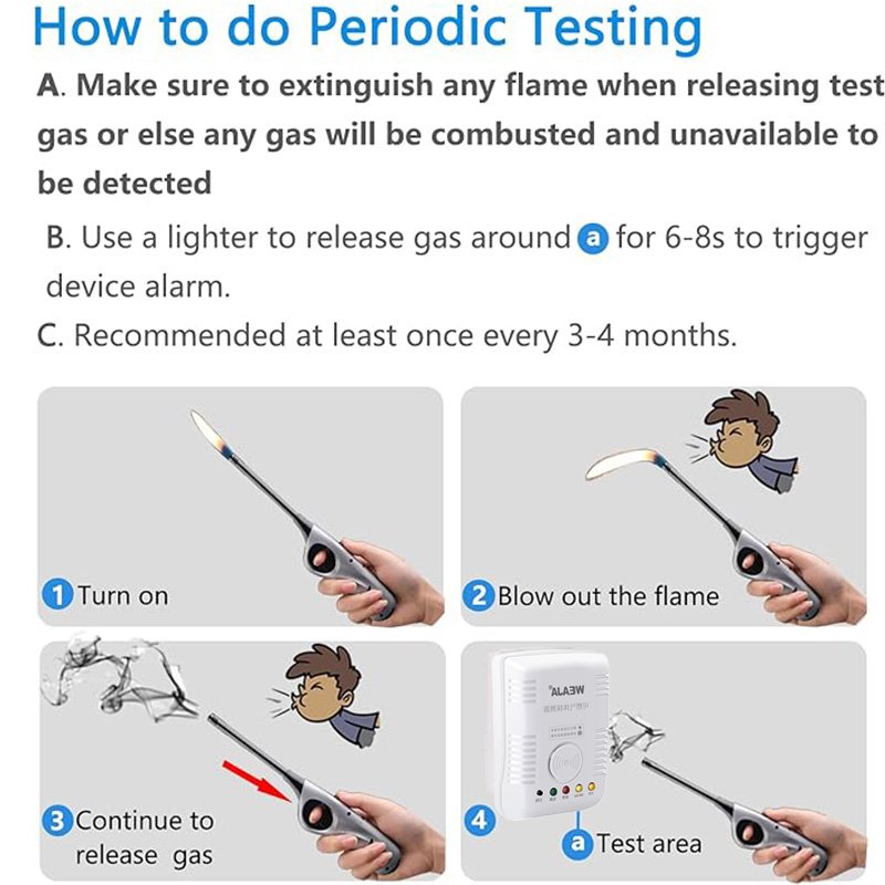 Gas Leak Detectors Safety Alarm Systems Methane Red Flashing Alarm Residential Gas Propane Detectors