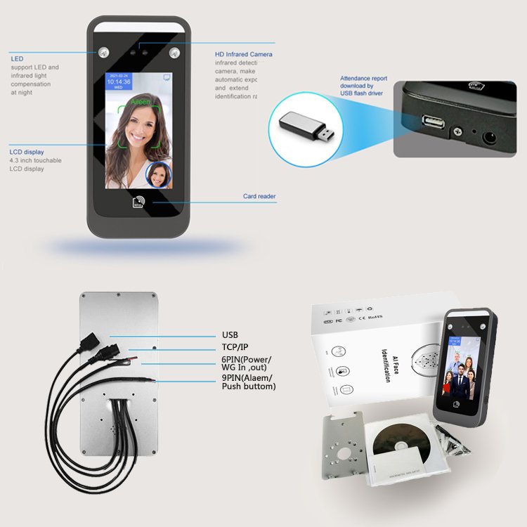 Wifi Face Recognition Reader Biometric Device Face Recognition Time And Attendance System Access Control For Employee Attendance