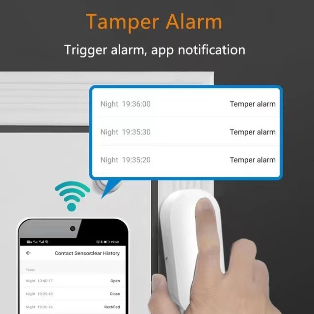 Tuya WiFi Door and Window Sensor Alarm Wireless Contact Sensor Smart Door Sensor for Alarm System & Smart Home Automation