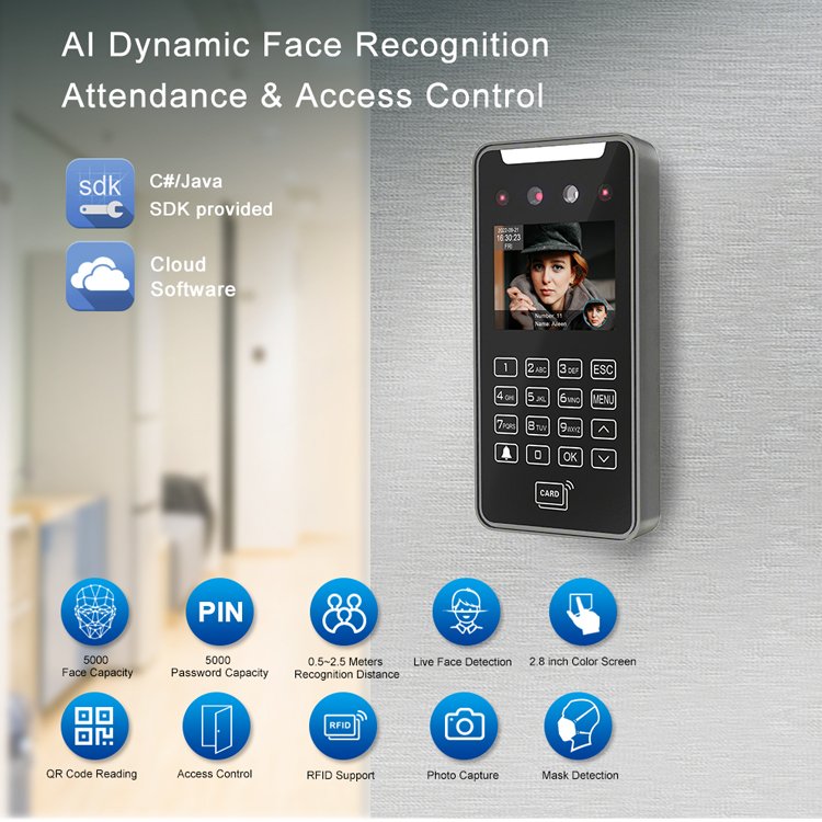 Face Recognition Manufacturer Small Size Living Detection Time Attendance Machine Face Scanner Attendance System