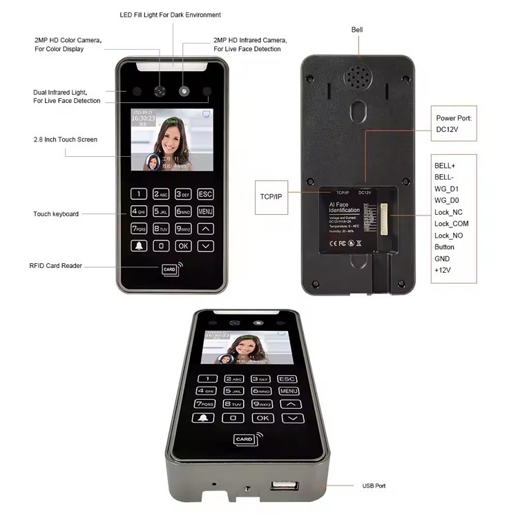 Face Recognition Manufacturer Small Size Living Detection Time Attendance Machine Face Scanner Attendance System