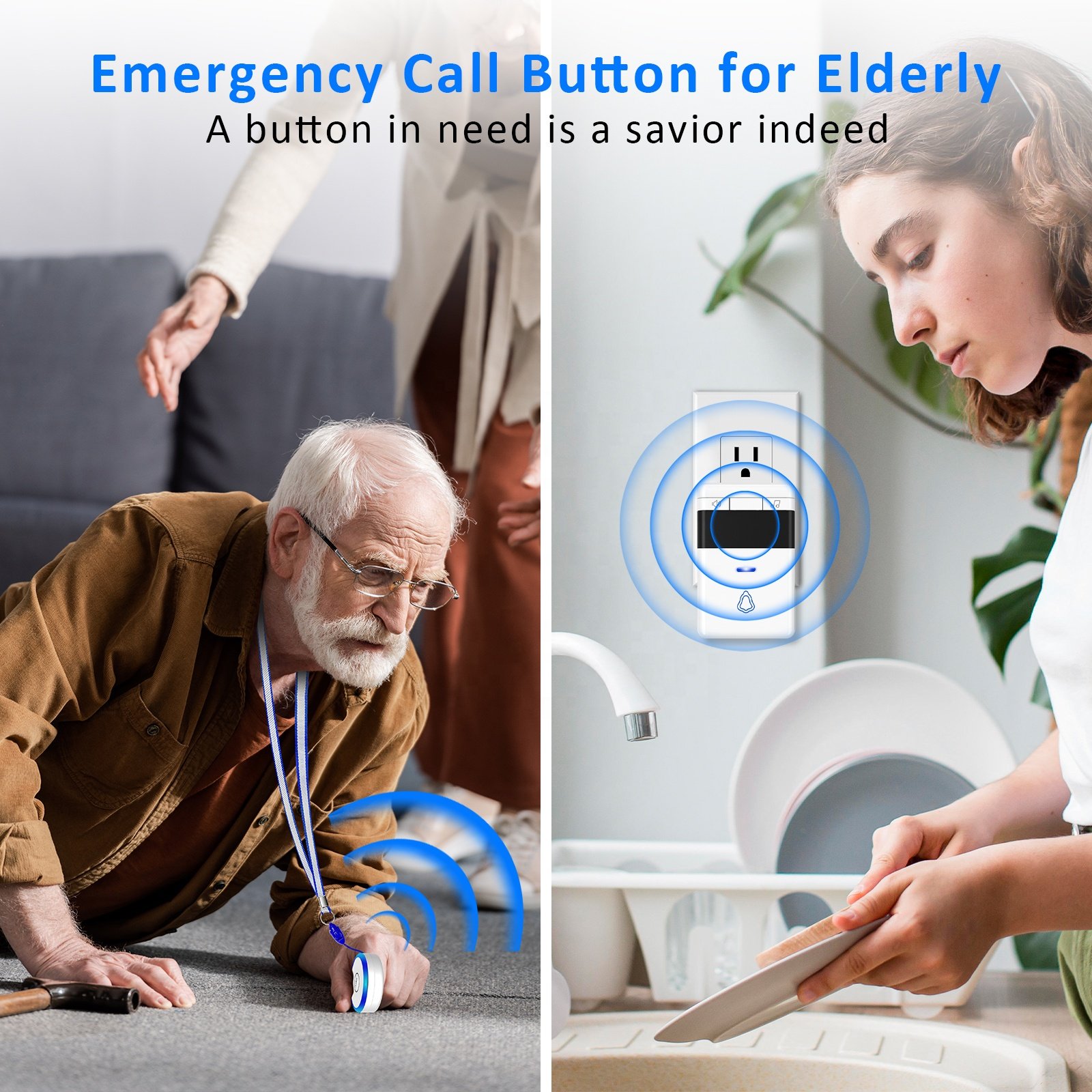 Kerui Smart Home Doorbell Wireless 433MHz Personal Alarm Emergency SOS Button Waterproof Door Bell