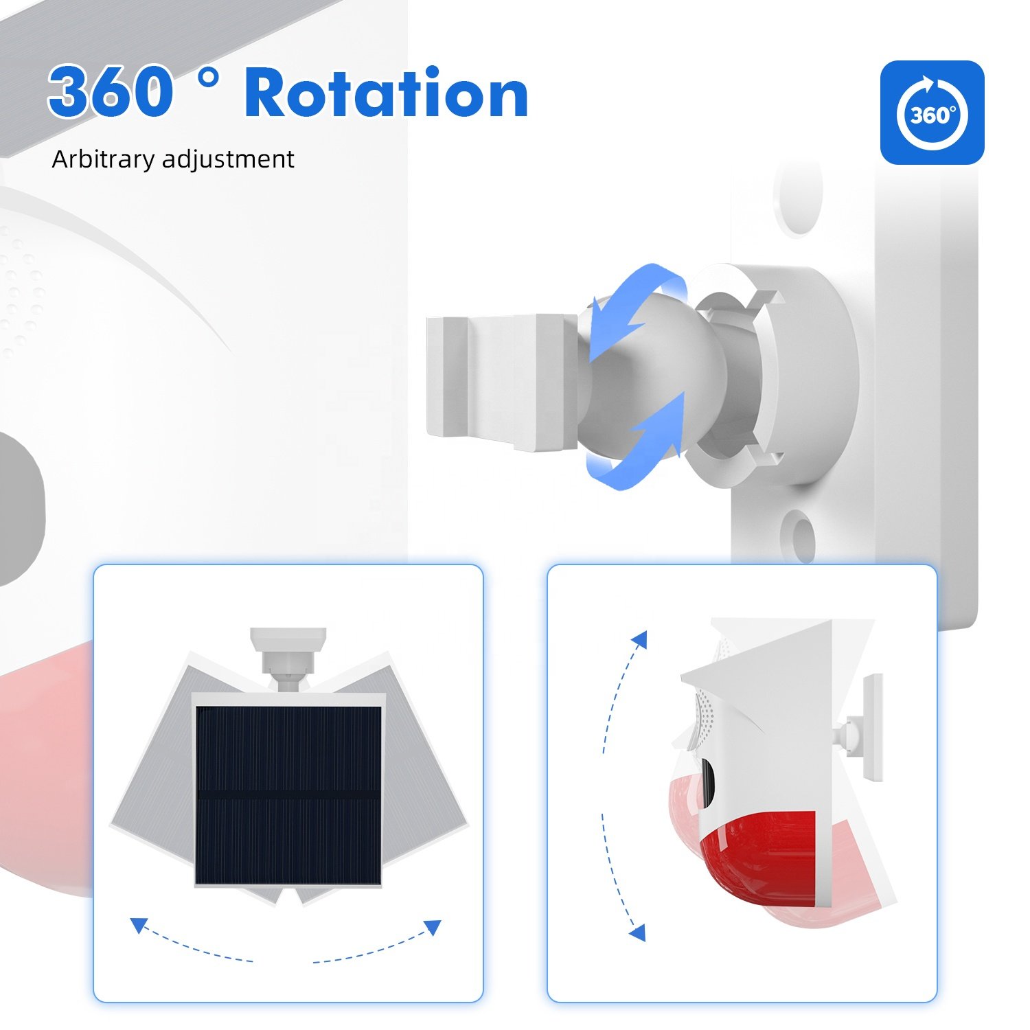 120db Sound Security Siren Light Alarms Outdoor Solar PIR Motion Sensor Alarm with Remote Controller for Home Villa Yard Farm