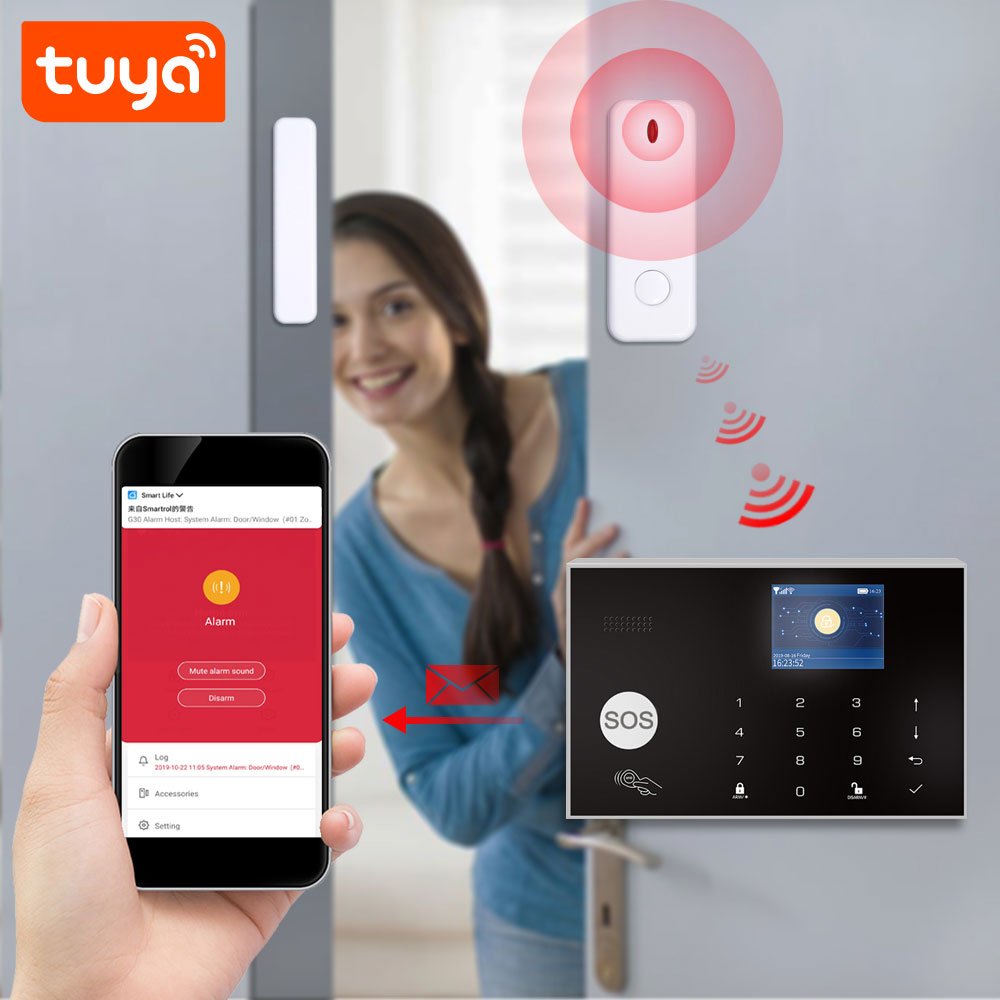 OEM Factory Multi-Language Tuya Smart APP WiFi GSM Home Security Alarm 4G with 433Mhz Alarm Sensor PST-G30-4GUS