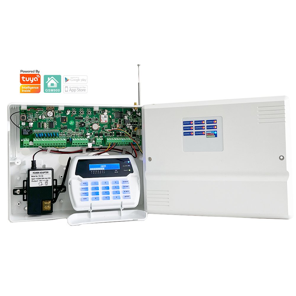 New Tuya GSM Smart APP Control CMS Monitoring Manage Commercial And Industrial Home Hybrid Wired & Wireless Security Systems