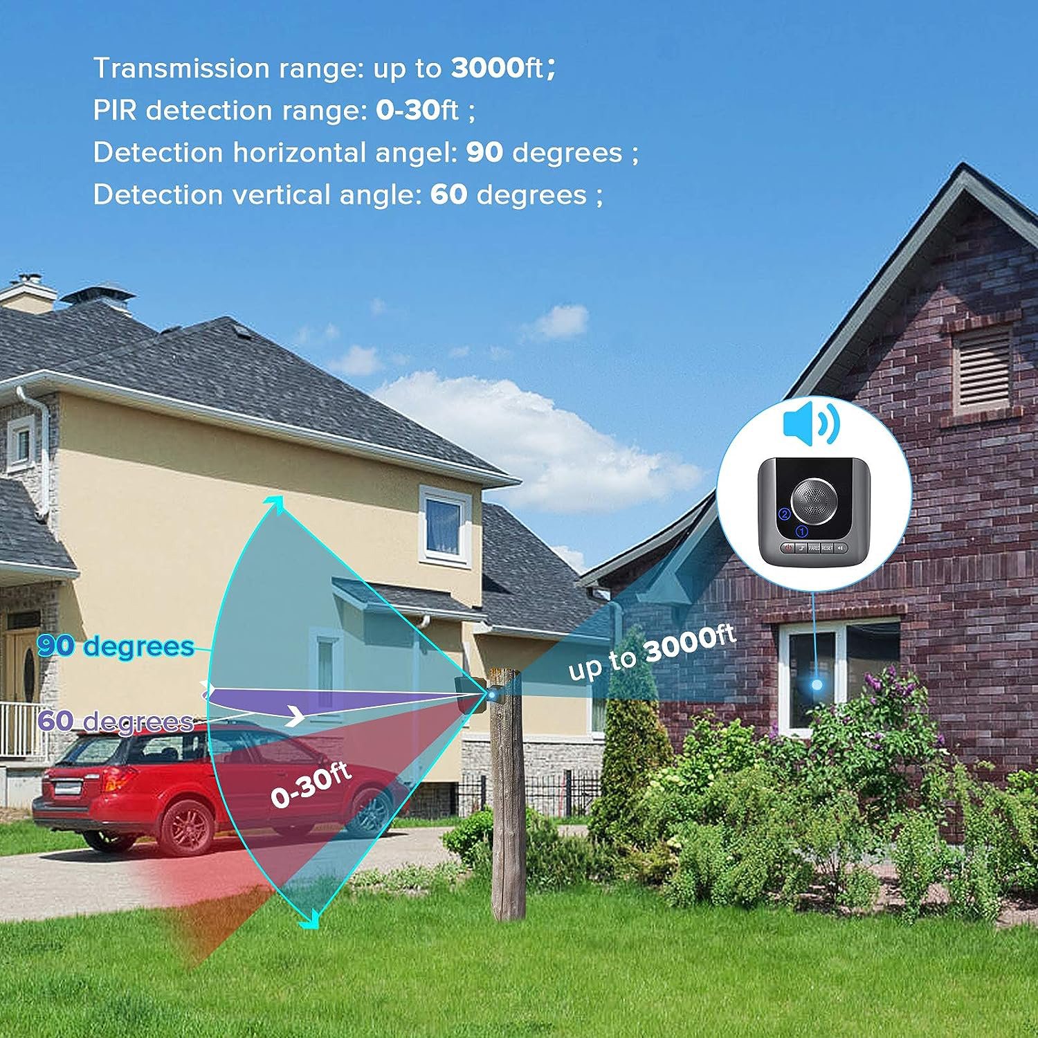 Alarm system Driveway alarm Long Range Solar Wireless Driveway Alarm Rechargeable home security
