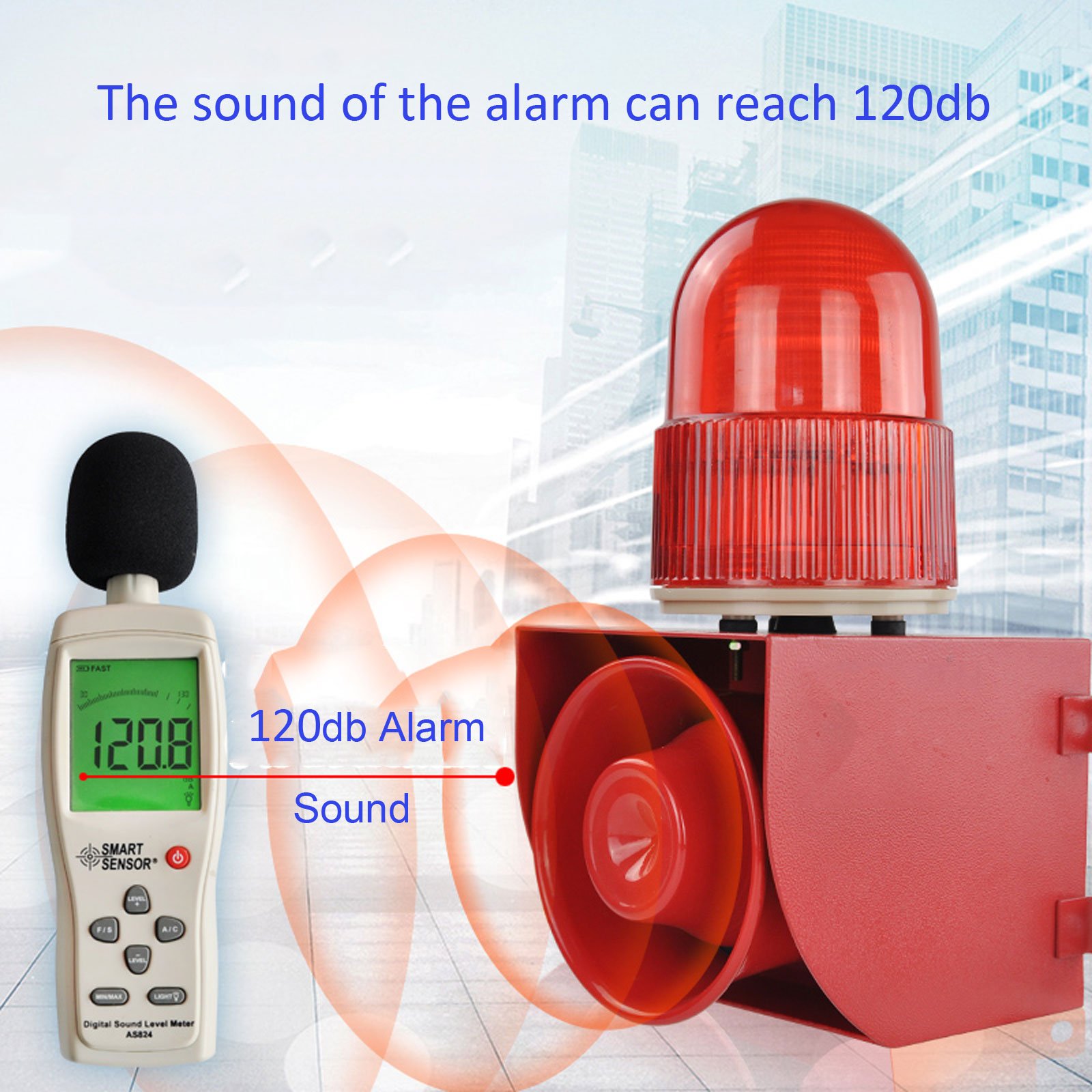 YASONG SLA-01 120dB Outdoor Industrial Alarm Siren LED Strobe Light 25W IP65 Waterproof audible and visual safety alarm systems