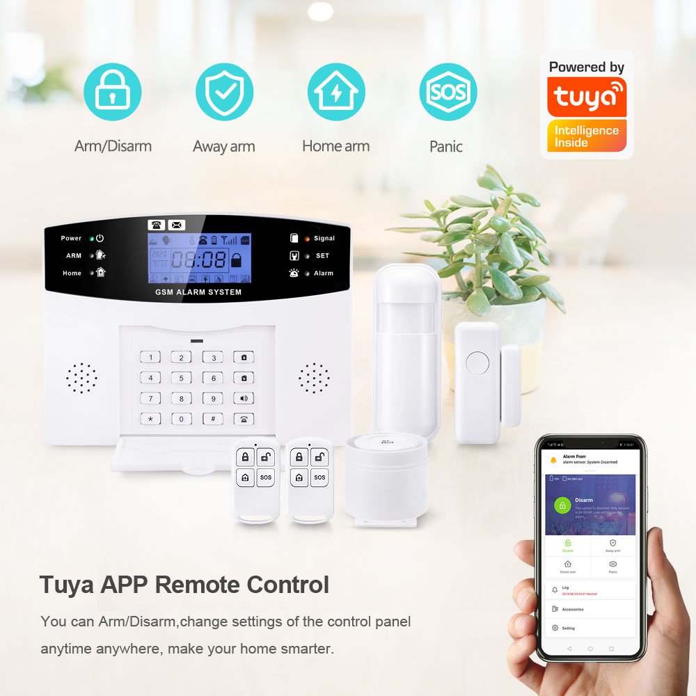 Wholesale Tuya Smart 200 Wireless & 8 Wired Zones WiFi GSM Home Alarm Security System Kit With App Remote Control PST-PG500-TY