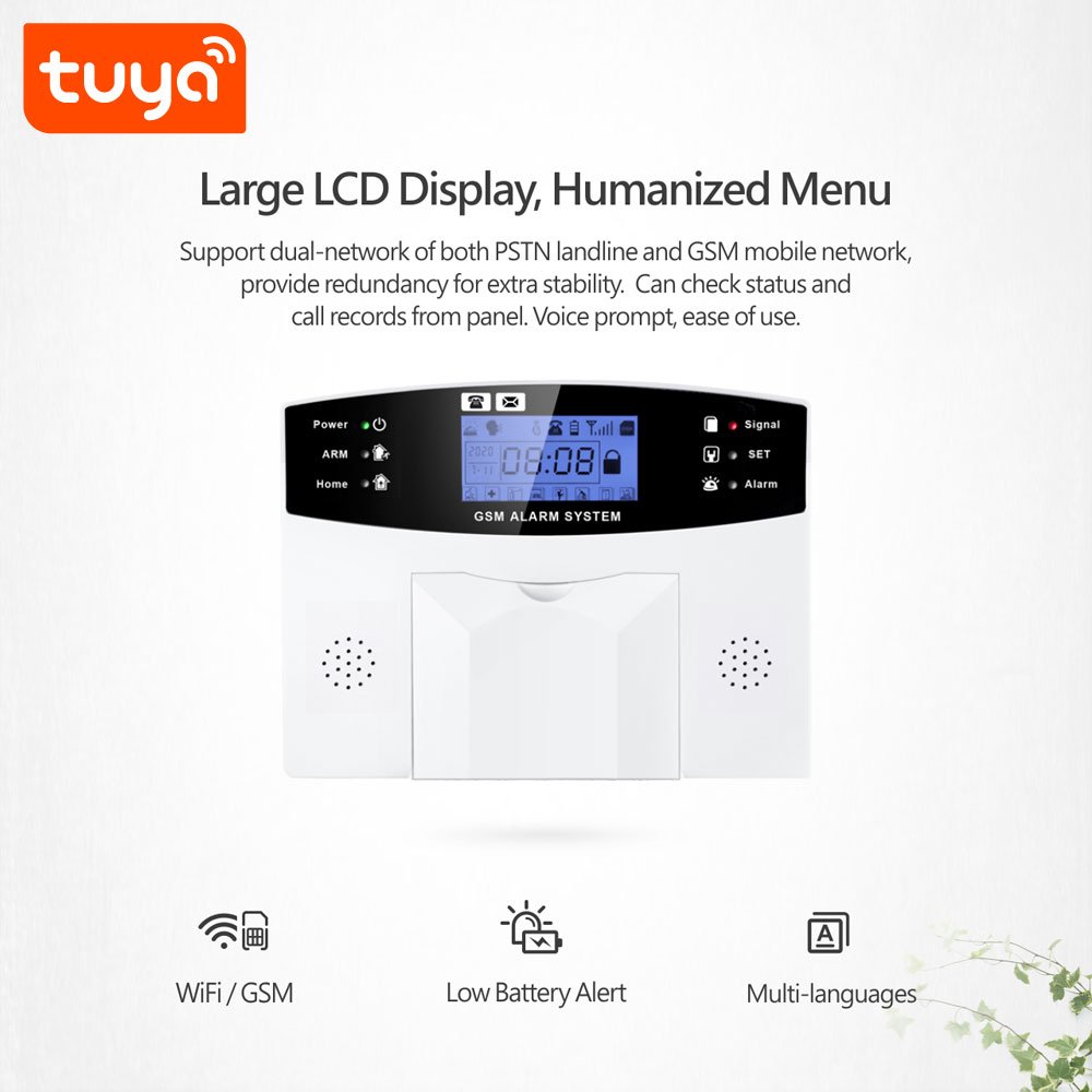 Wholesale Tuya Smart 200 Wireless & 8 Wired Zones WiFi GSM Home Alarm Security System Kit With App Remote Control PST-PG500-TY