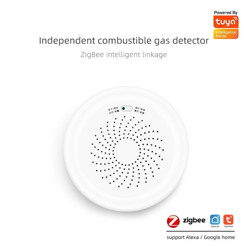 Manufacture nature gas leak detector alarm Tuya Zigbee communication smart system gas leakage link smart home