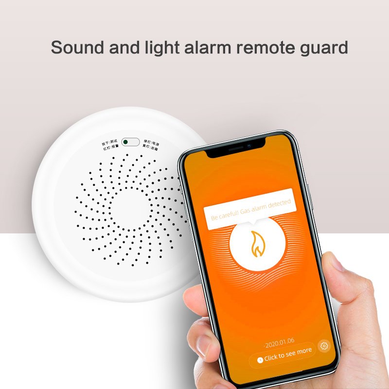 Manufacture nature gas leak detector alarm Tuya Zigbee communication smart system gas leakage link smart home