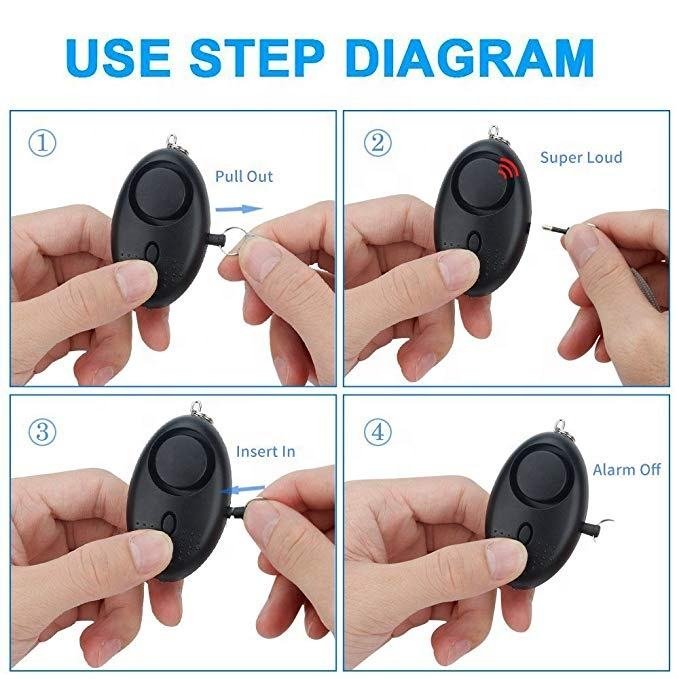 Self Defense Personal Emergency sos safety Alarm system Keychain also have rechargeable type safety Alarm Self Defense Keychain