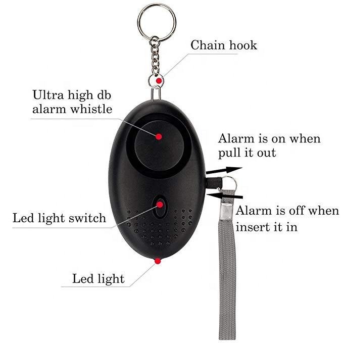 Self Defense Personal Emergency sos safety Alarm system Keychain also have rechargeable type safety Alarm Self Defense Keychain