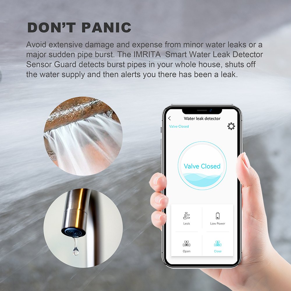 Smart Wifi Wireless Pipe Auto Shut Off Valve Water Leak Detect Alarm Sensor Water Leakage Detector de fugas de agua For Home