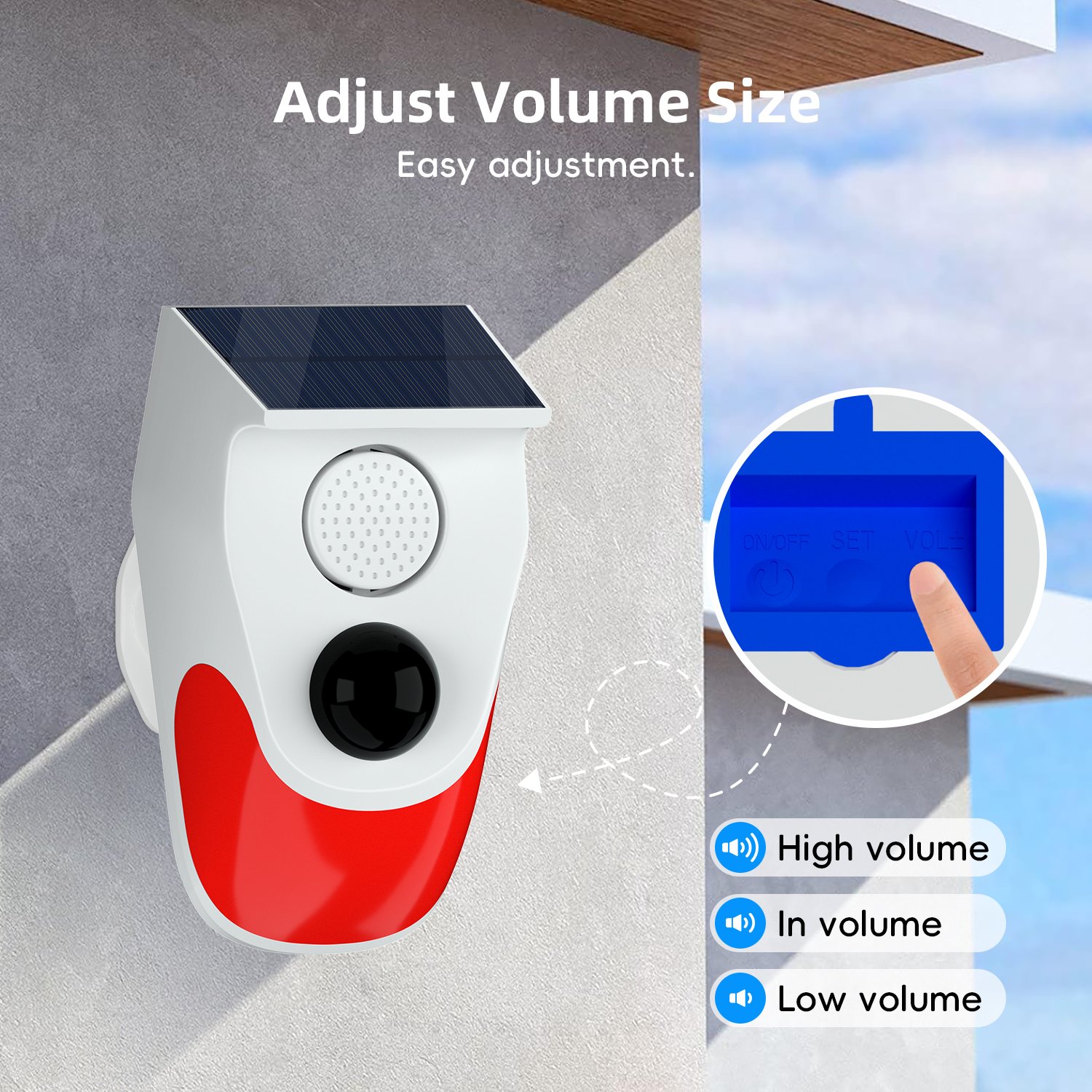 Outdoor Solar PIR Infrared Alarm 120dB Siren Home Security Alarm System USB charging Waterproof Siren Remote Control