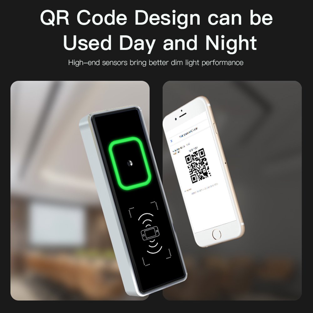 Thinmoo 44mm Ultra Narrow QR Code indor outdoor Metal Access Control With Dynamic Coding for Visitor management