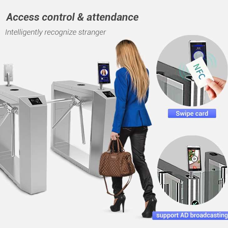Sinmar biometric access control products face recognition and rfid recognition gym school attendance turnstile gate with faceid