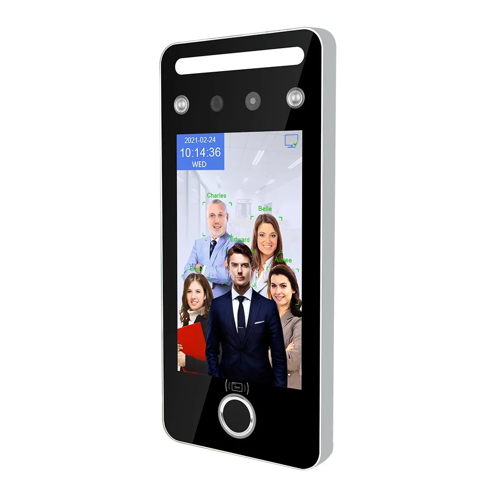 5.0 Inch AI Facial Recognition Time Attendance Access Control System Fingerprint Employee Time Clock Face Dynamic