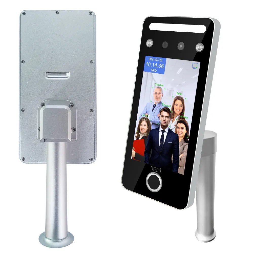 5.0 Inch AI Facial Recognition Time Attendance Access Control System Fingerprint Employee Time Clock Face Dynamic