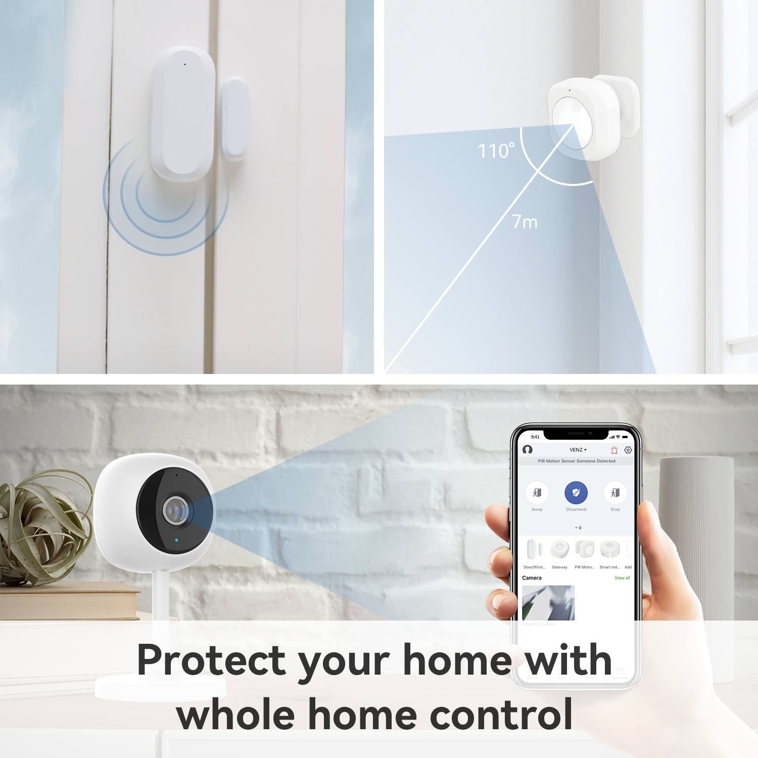 VENZ hot selling smart home security system camera kit smart alarm indoor security alarm system door sensor