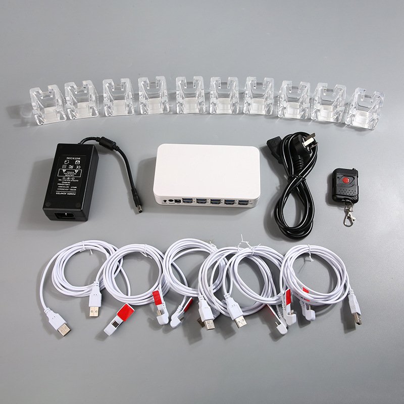 Factory wholesale cheap price 10 USB alarm centralized mobile phone security anti theft display stand