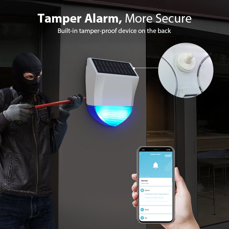 95dB Outdoor sound alarm zigbee tuya outdoor siren with solar