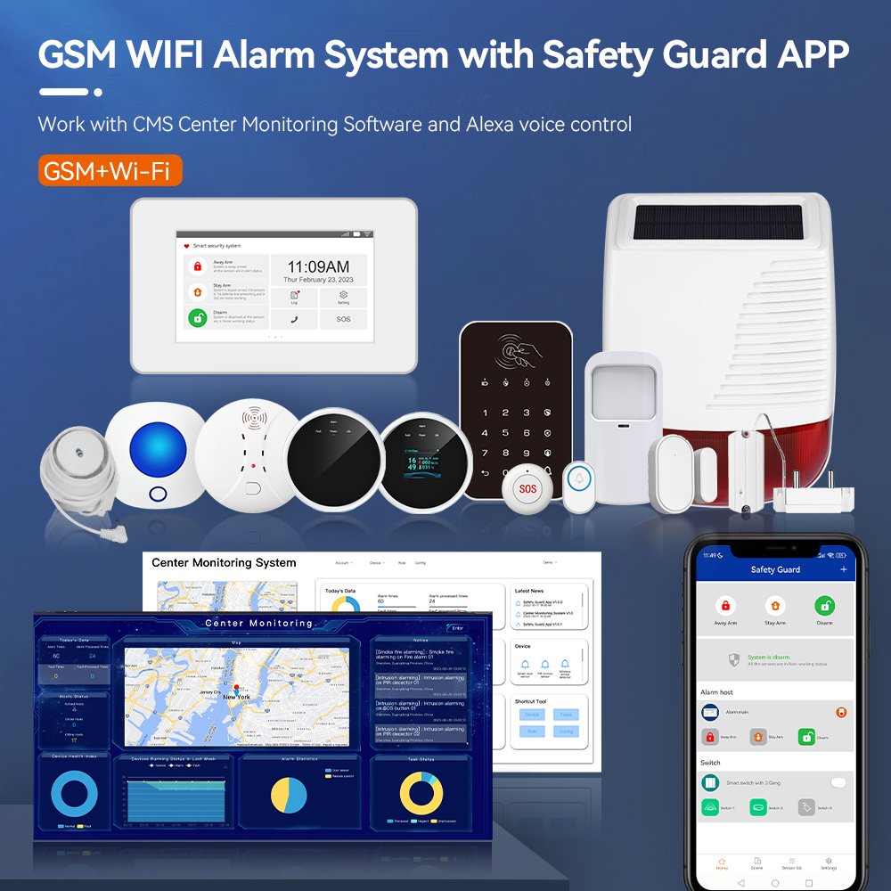2024 Style GSM WIFI burglar home security alarm systems security home wireless 4G+WiFi alarm with CMS central monitoring system
