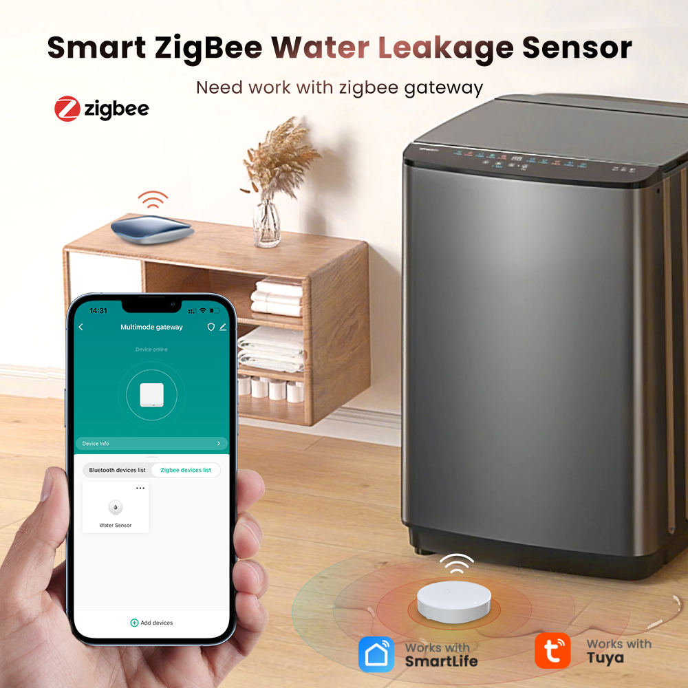 AVATTO Smart ZigBee Water Leak Detector IP67 Wireless Tuya Smart Water Sensor Alarm Alexa Google Intelligent Flood Detector