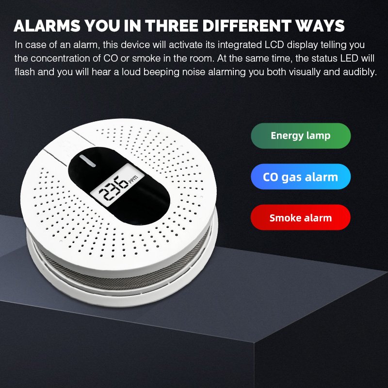 Smoke and Co Combined Detectors Alarm Smoke and Carbon Monoxide Detector With LCD Display