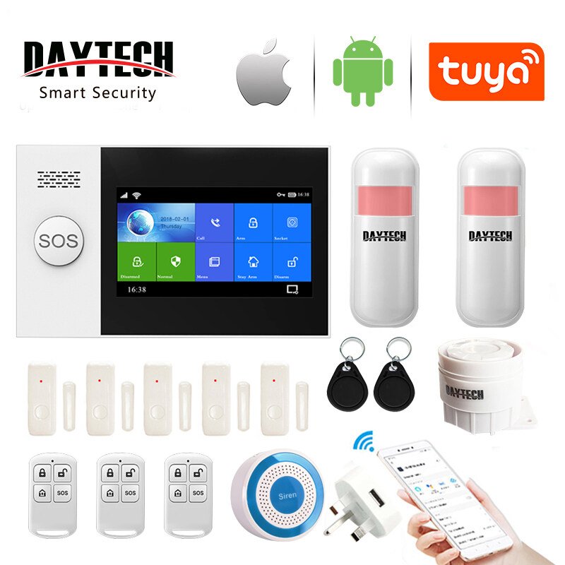 Custom DAYTECH TA04-KIT13 Tuya APP Control Full Touch Screen Home Security Burglar WiFi GSM Alarm System