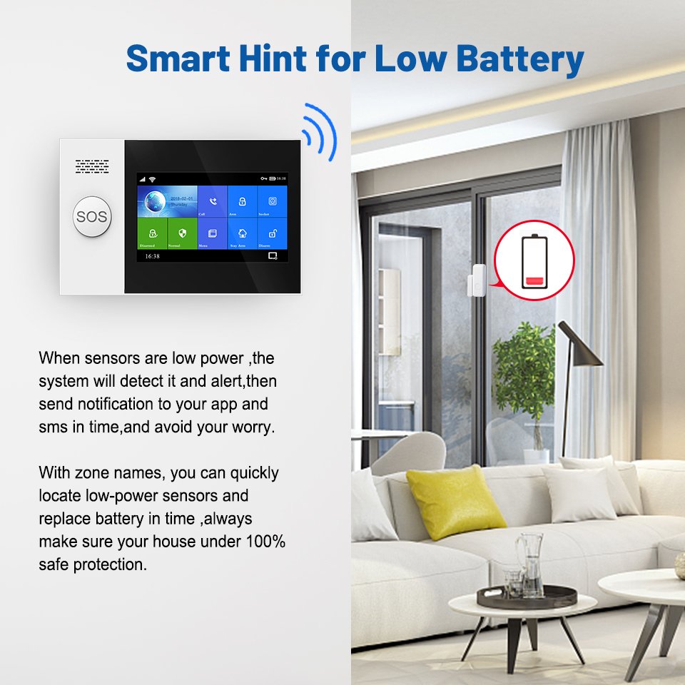 Custom DAYTECH TA04-KIT13 Tuya APP Control Full Touch Screen Home Security Burglar WiFi GSM Alarm System