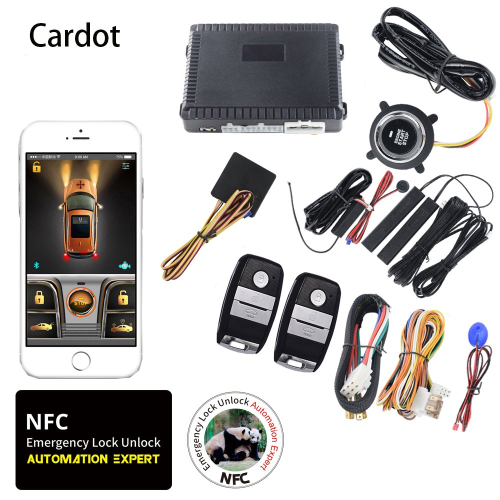 Cardot New NFC Gps Gsm Pke Smart Keyless Entry Start Stop Engine Remote Starter Car Alarm System