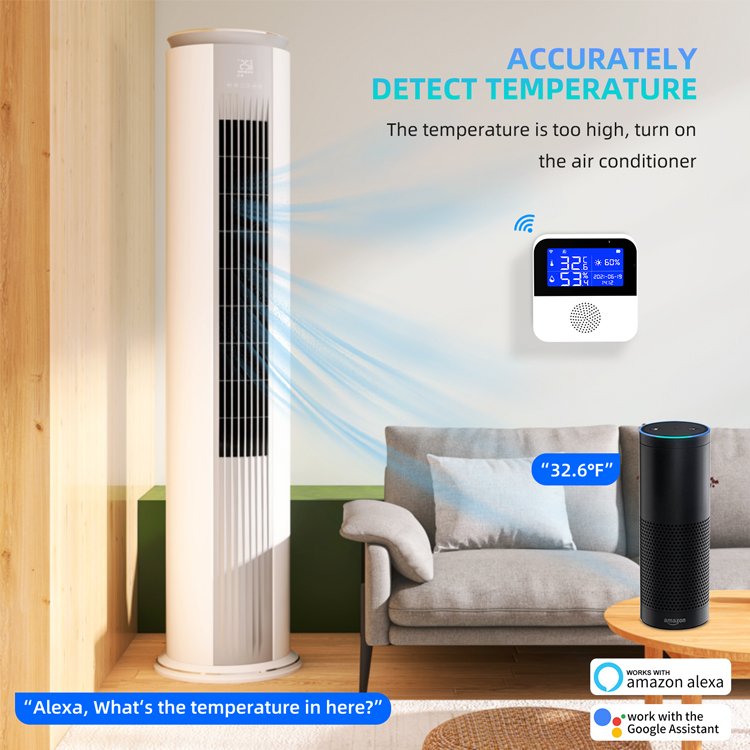 Tuya Smart Home Outdoor WiFi Hygrometer Thermometer Sensor With External Waterproof Probe For House Alarm Systems