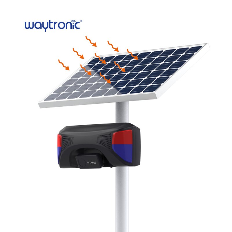 Waytronic Outdoor Waterproof IPX5 Alarm System 110dB MP3 Voice Alert Solar Yard Sound Alarm with Infrared sensor