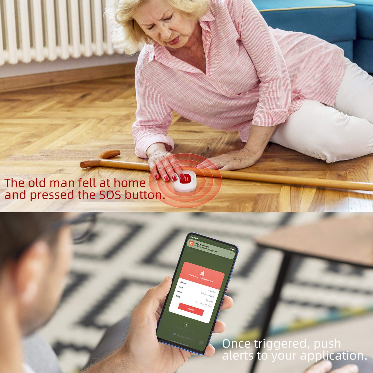 Call Button Nurse Alert System Call Bell for Home/Elderly/Patient Emergency Vibration