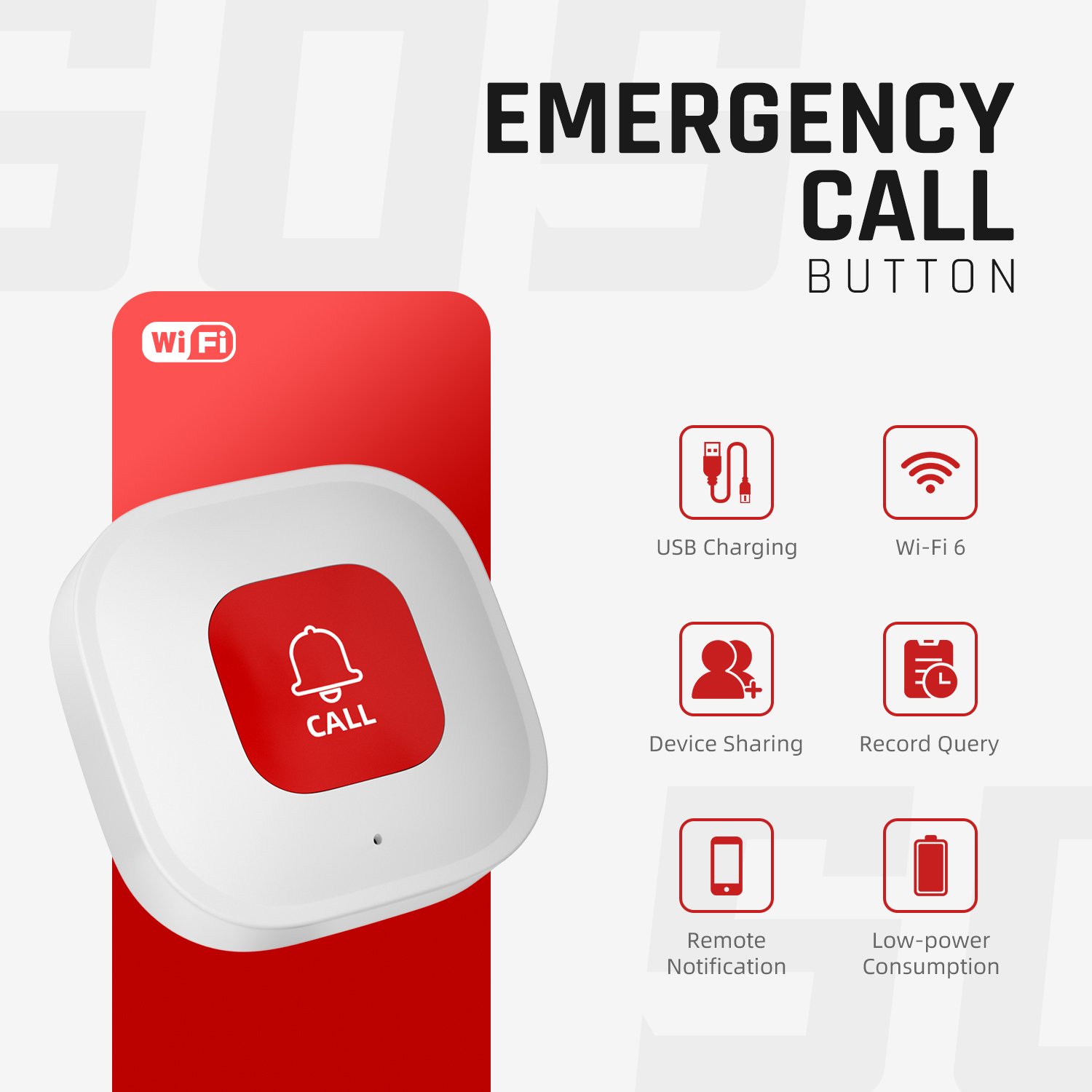 Call Button Nurse Alert System Call Bell for Home/Elderly/Patient Emergency Vibration