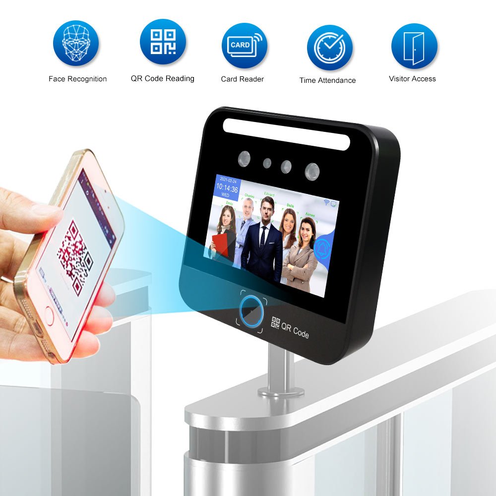QR Code Wifi Access Control System Facial Scanning Time Attendance Machine Office Management