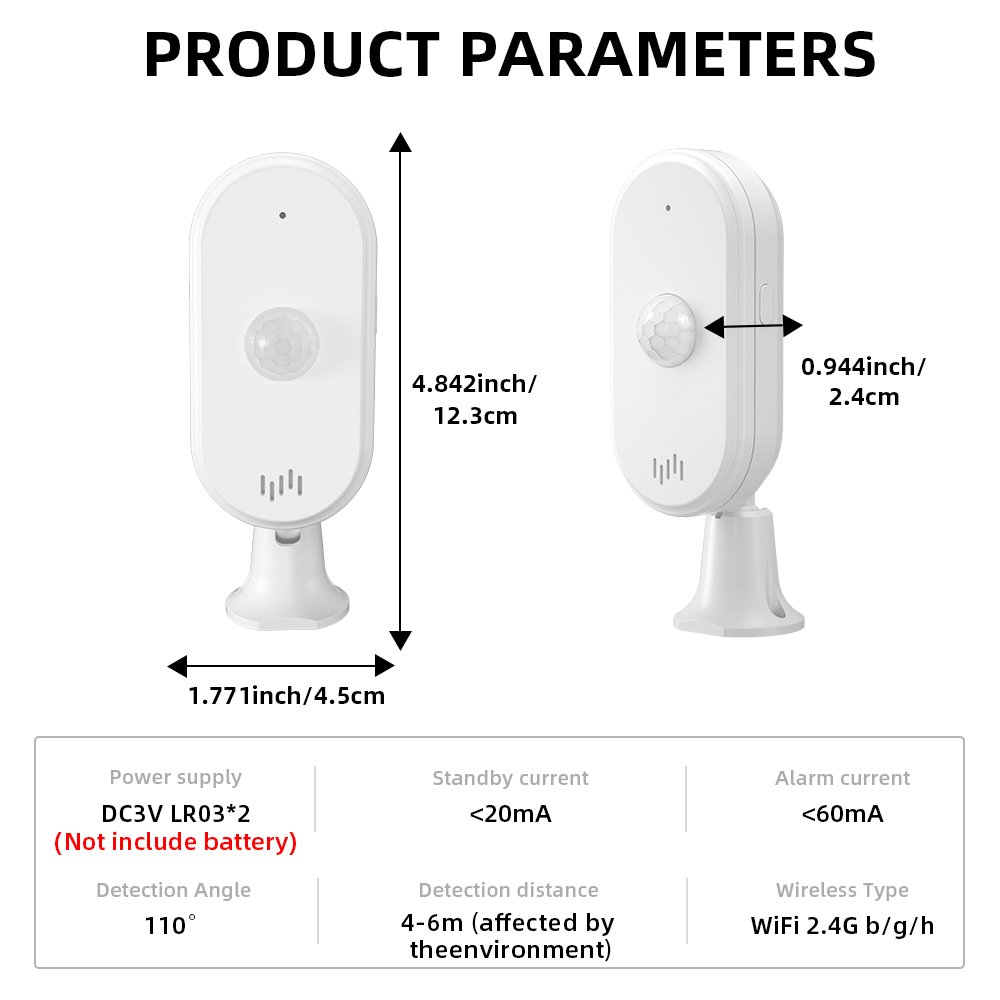 Tuya Smart WiFi PIR Detector Powered by Battery Infrared Motion Sensor Alarm Smart Home Security System Works with Smart Life