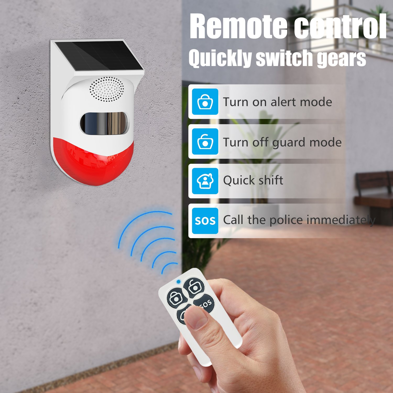 2in1 WiFi Tuya Smart Remote Control Outdoor Charging Security Sound Alarm Detector Sensor Farm Garden Solar Infrared Siren